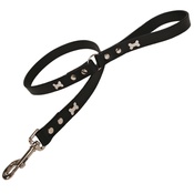 Creature Clothes - Black Silver Bones Classic Leather Dog Lead