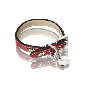 Edelweiss Leather Dog Collar – Swiss Red