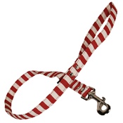 Creature Clothes - Red & White Stripe Fabric Dog Lead