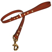 Creature Clothes - Tan Brass Stars Classic Leather Dog Lead