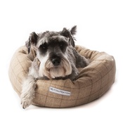 Mutts & Hounds - Oatmeal Check Tweed Donut Bed