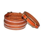Pear Tannery - Diamonds Leather Dog Collar - London Tan
