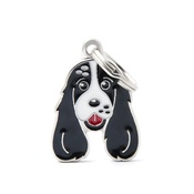 My Family - Cocker Spaniel Engraved ID Tag – White & Black