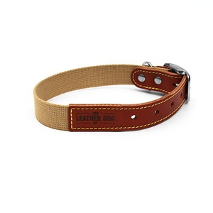 Tan Brown Cotton Webbing Dog Collar