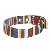 Creature Clothes - Blue Deckchair Stripe Fabric Dog Collar