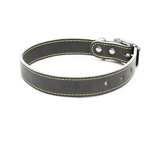 Grey Leather Dog Collar
