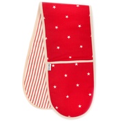 Mutts & Hounds - Cranberry Star Cotton with Red Ticking Stripe Oven Glo