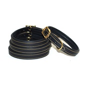 Pear Tannery - Lined & Padded Leather Dog Collar - Black