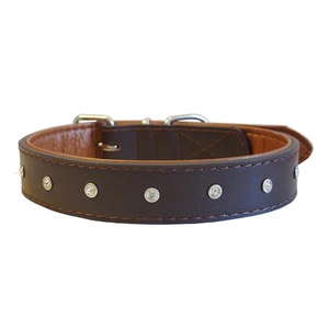 Diamante Rhinestone Dog Collar - Brown