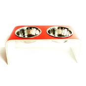 Lola and Daisy - Red & White Raised Dog Bowl Holder