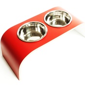 Lola and Daisy - Red & White Raised Pet Feeder