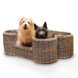 Rattan Kubu Dog Basket - Bone