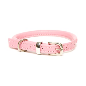 D&H Rolled Leather Collar - Pink