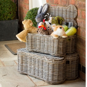 Rattan Kubu Bone Lidded Storage Dog Basket