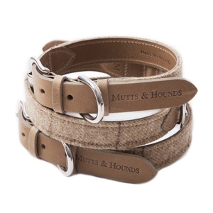 Oatmeal Check Tweed Dog Collar