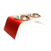 Lola and Daisy - Red & White Raised Dog Bowl Holder