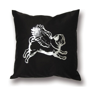 Single Flying Pug Cushion Cover