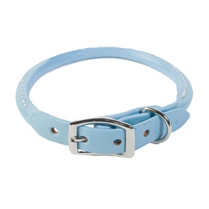 Rolled Leather Dog Collar – Baby Blue