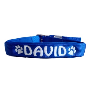 Personalised Embroidered Dog Collar – Blue