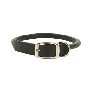 Rolled Leather Dog Collar – Black