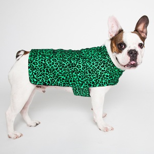 Personalised Green Leopard Print Dog Coat