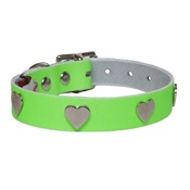 Creature Clothes - Galaxy Dog Collar - Green, Nickel Hearts