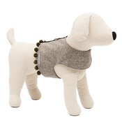 Mutts & Hounds - Grey Tweed Dog Harness with Pom Poms