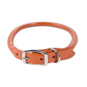 Rolled Leather Dog Collar – Tan