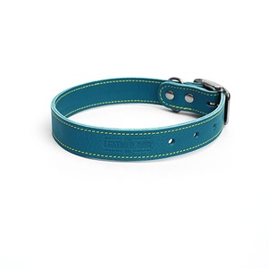 Blue Leather Dog Collar