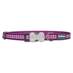 Bones Reflective Dog Collar - Purple