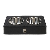 Diva Dog - Rectangular Black Crocodile Double Bowl