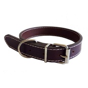 The Paws Pet Supplies - Traditional Plain Brown Leather Dog Collar