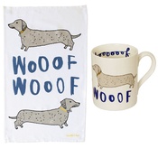 New House Textiles - Wooof Tea Towel & Mug Gift Set