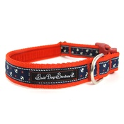 Salt Dog Studios - Little Sailors Navy on Red Dog Collar