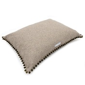 Mutts & Hounds - Grey Tweed Pillow Dog Bed with Pom Poms