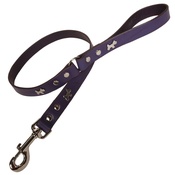 Creature Clothes - Purple Silver Dogs Classic Leather Dog Lead