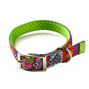 Yellow Dog - Crazy Hearts on Green Polka Collar Uptown Range