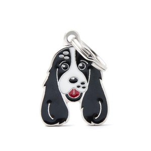 Cocker Spaniel Engraved ID Tag – White & Black