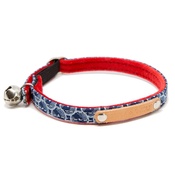 Hiro + Wolf - Shweshswe Navy Circles Cat Collar