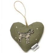Mutts & Hounds - Dogs Linen Lavender Heart Green - Border Terrier