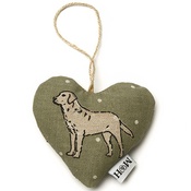Mutts & Hounds - Dogs Linen Lavender Heart Green - Labrador