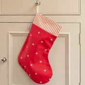 Mutts & Hounds - Cranberry Star Cotton & Red Ticking Stripe Stocking