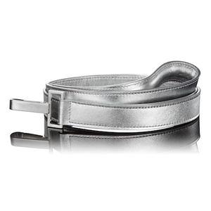 Metallic Silver Leather Dog Lead
