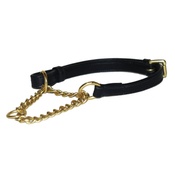 Pear Tannery - Adjustable Half Choke Chain Leather Dog Collar - Black