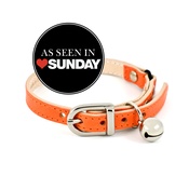 Linny - Orange Leather Cat Collar