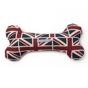 Union Jack Linen Squeaky Bone Toy