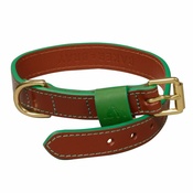 Baker & Bray - Pimlico Leather Dog Collar – Tan & Green