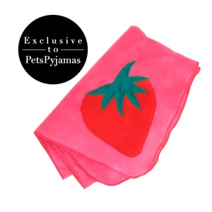 Pink Strawberry Print Dog Blanket