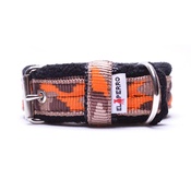 El Perro - 2.5cm width Fleece Comfort Dog Collar – Orange Camo