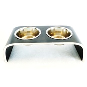 Lola and Daisy - Blue Denim Raised Dog Bowl Holder